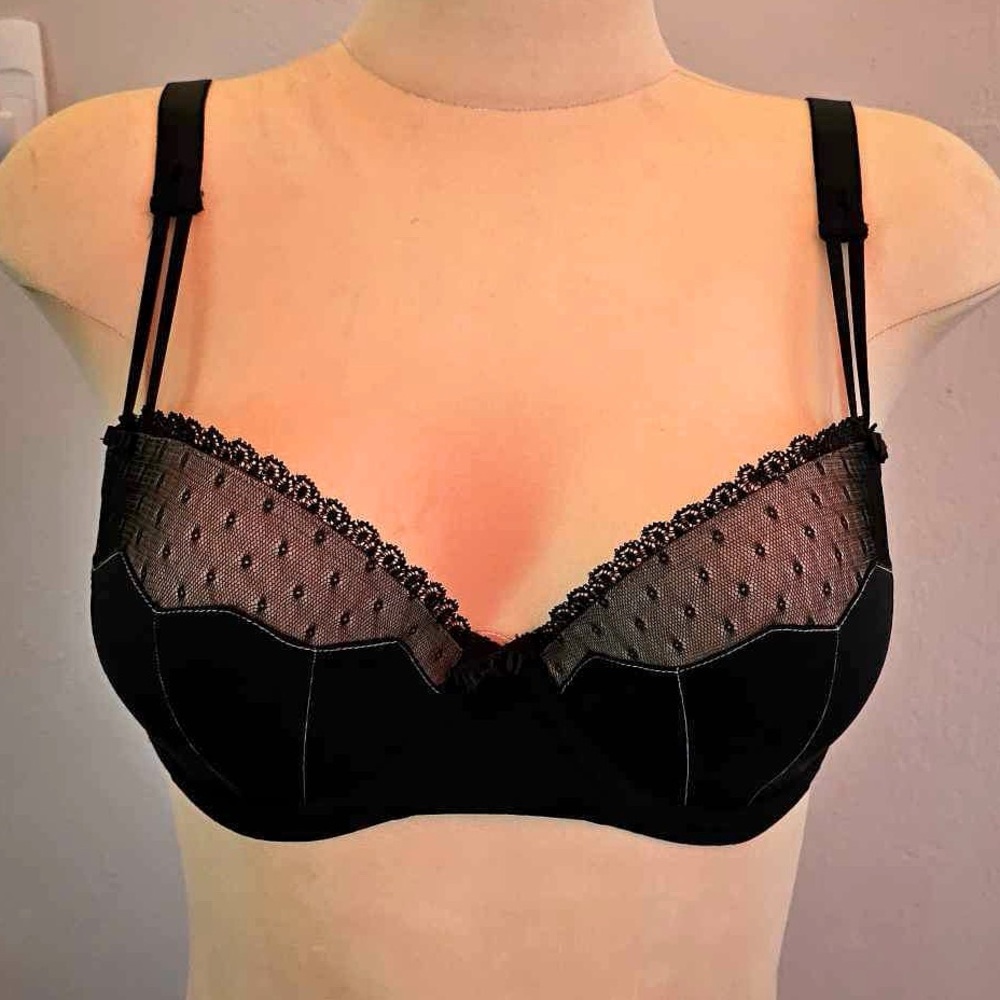 Adore Me Push-up Balconette Bra in size 34 D and color is black.